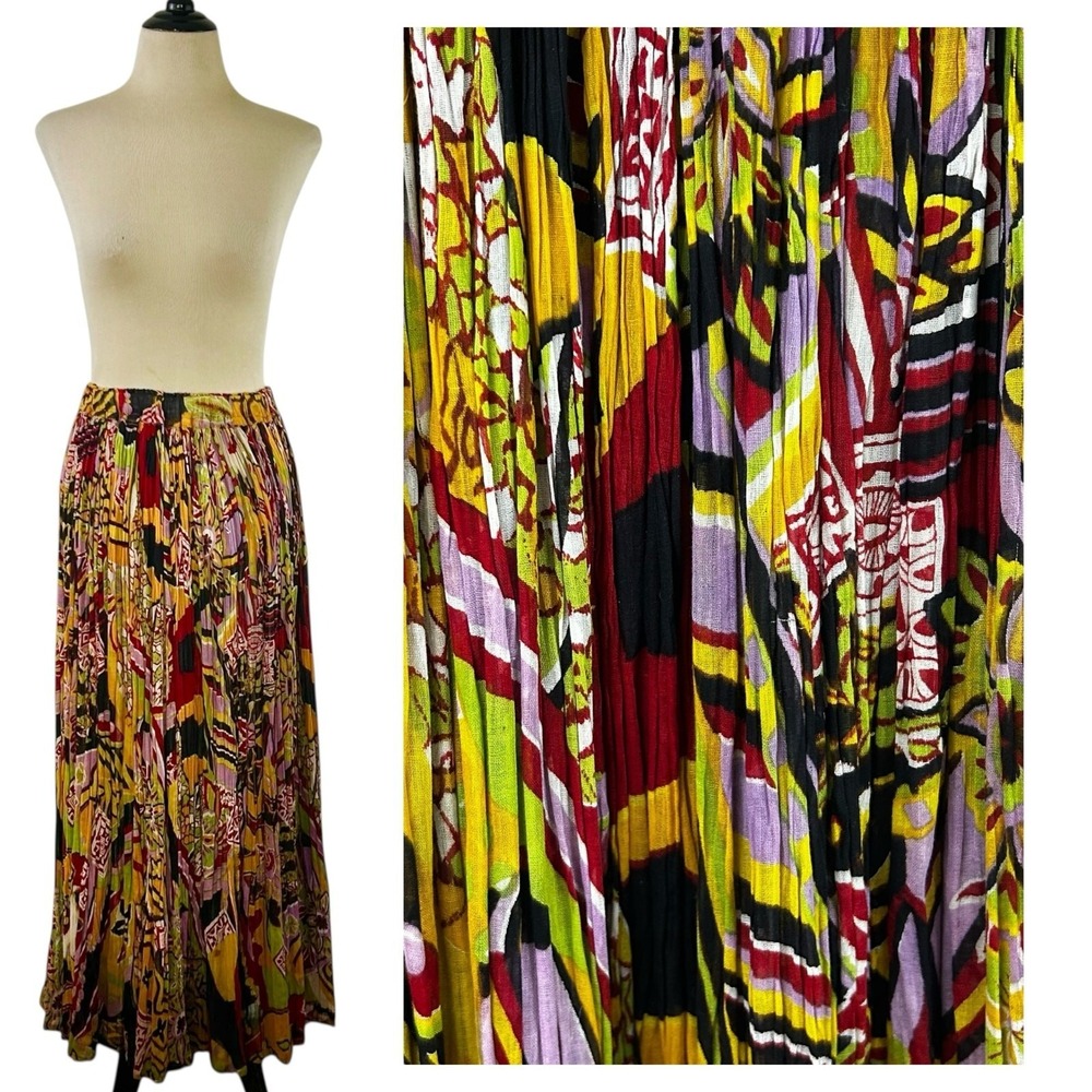Broomstick Boho Crinkle Midi SKIRT S Gauze Peasant Hippie Floral Indie Festival